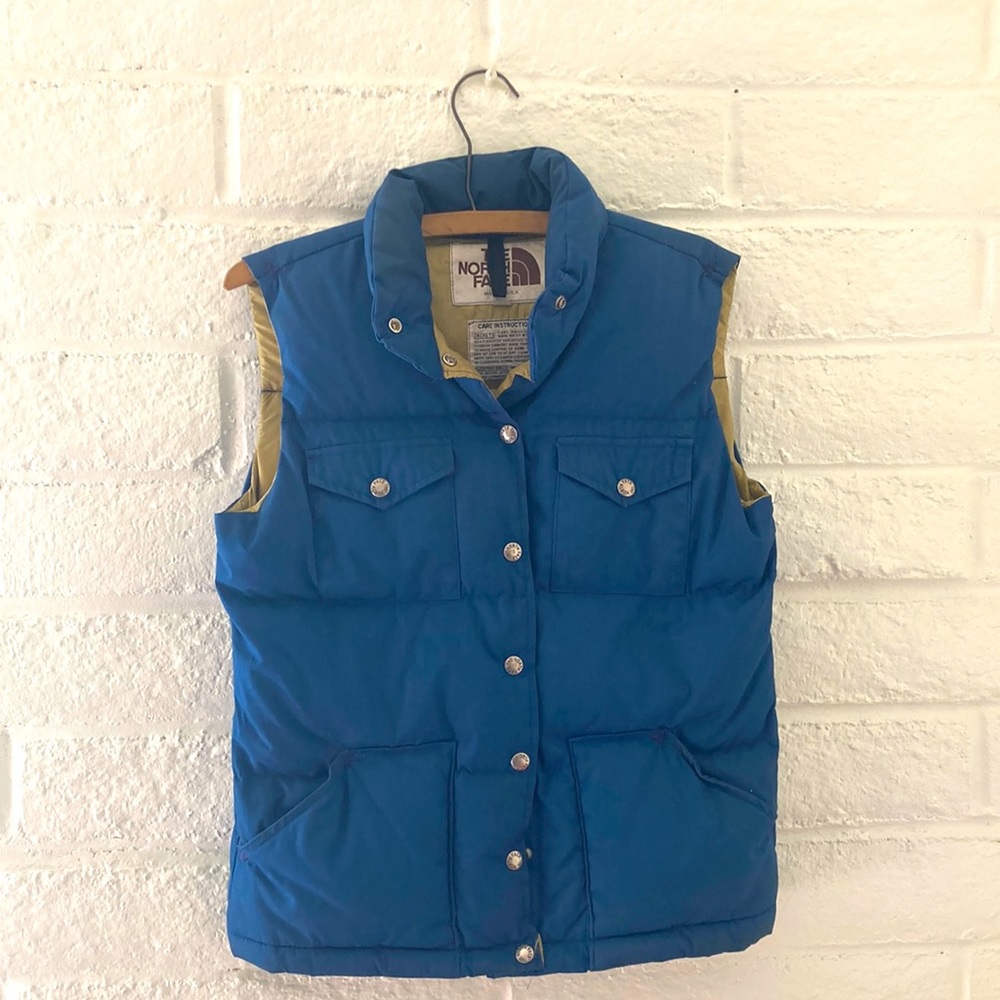 Vintage 70s The North Face Blue Down Puffer Vest